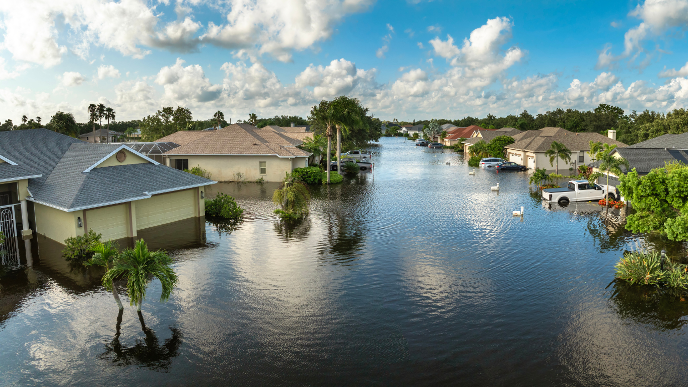 Flooded home with standing water